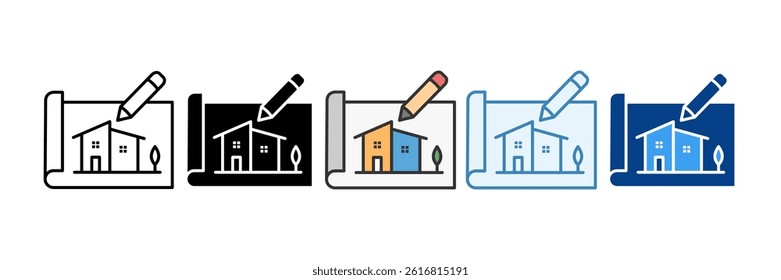Blueprint Icon Set Multiple Style Collection