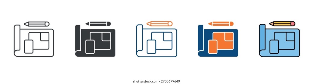 Blueprint Icon Set Multiple Style Collection