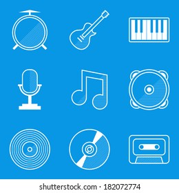 Blueprint icon set. Music 