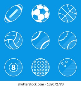 Blueprint icon set. Sport ball 