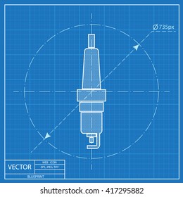 blueprint icon of spark-plug 
