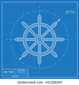 Blueprint icon of steering wheel 