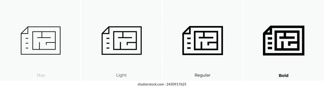 icono de plano. Diseño de estilo fino, ligero, regular y audaz aislado sobre fondo blanco
