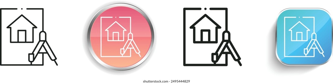 blueprint icon. Thin Linear, Regular and Button Style Design Isolated On White Background