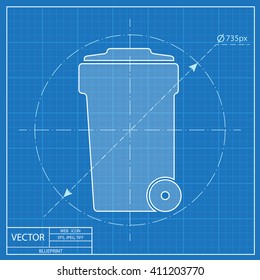 Blueprint icon of trash can 