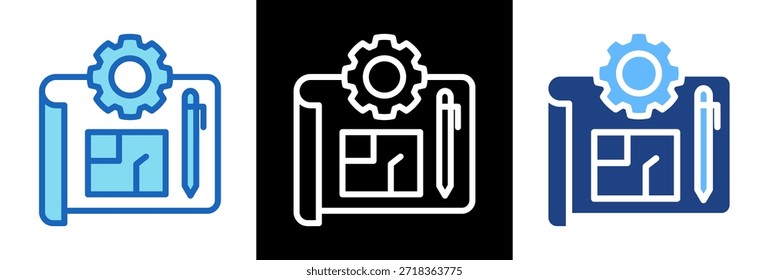 Blueprint Icon triplestyle Vector Illustration