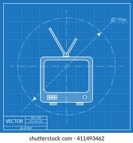 blueprint icon of tv set 