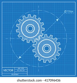 Blueprint Icon Of Two Gears 