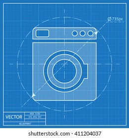 Blueprint icon of washing machine 