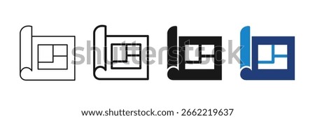 Blueprint Icons Set - Editable Stroke. Vector Solid.