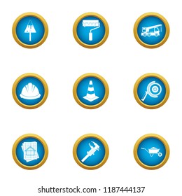 Blueprint icons set. Flat set of 9 blueprint vector icons for web isolated on white background