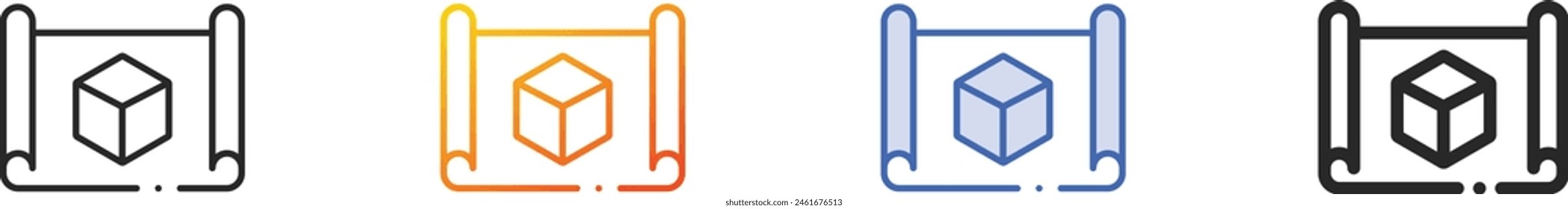 blueprint icon.Thin Linear, Gradient, Blue Stroke and bold Style Design Isolated On White Background