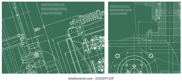 Blaupause-Illustrationssatz. Motorlinienzeichnung