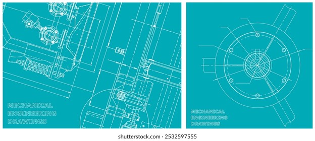 Conjunto de ilustrações do plano. Desenho da linha do motor