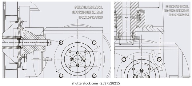Conjunto de ilustración de plano. Dibujo de línea del motor