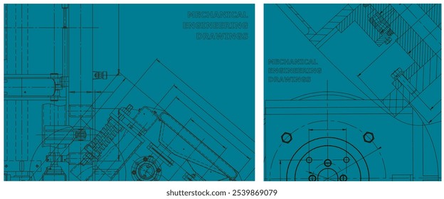 Blaupause-Illustrationssatz. Motorlinienzeichnung