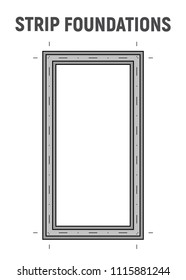 Blueprint image strip foundation. Concrete structure. Vector illustration