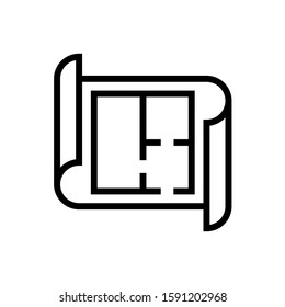 Blueprint isolated vector icon. Apartment floor plan. Modern flat rooms.