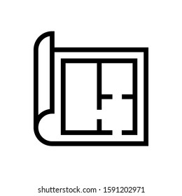 Blueprint Isolated Vector Icon. Apartment Floor Plan. Modern Flat Rooms.