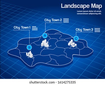 Blueprint isometric map of abstract city houses ultraviolet style illustration for web and applications
