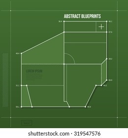 Blueprint layout with abstract element. EPS vector template