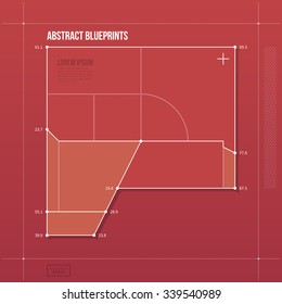 Blueprint layout with abstract element. EPS vector template