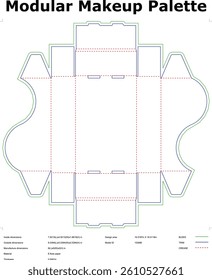 Blueprint Layout Of A Modular Makeup Palette Packaging Design For Manufacturing