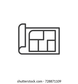 Blueprint line icon, outline vector sign, linear style pictogram isolated on white. Symbol, logo illustration. Editable stroke