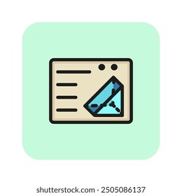 Icono de línea de plano. Boceto, borrador, esquema. Concepto de la industria de impresión. El Vector se puede utilizar para temas como ingeniería, educación, arquitectura