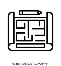 Blueprint Line Vector Illustration On White Background.