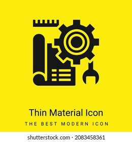 Icono de material amarillo brillante mínimo de huella azul