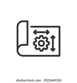 Blueprint minimal line icon. Web stroke symbol design. Blueprint sign isolated on a white background. Premium line icon.