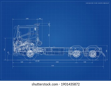 Blueprint modern truck. Realistic performance. Vector format EPS 10 