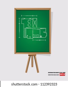 Blueprint on blackboard background,Vector