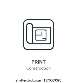 Blueprint outline vector icon. Thin line black blueprint icon, flat vector simple element illustration from editable construction concept isolated on white background