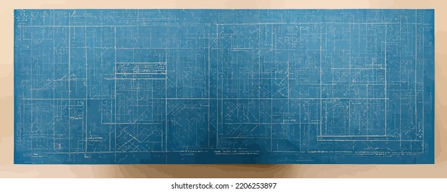 blueprint paper. Blank blue sheet of paper with grid. background, banner