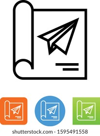 Blueprint With Paper Plane Icon