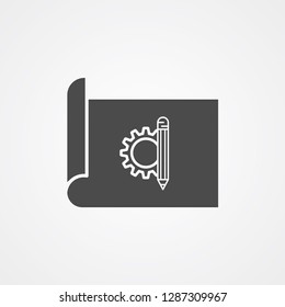 Blueprint paper vector icon sign symbol