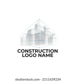 Blueprint real estate logo vector illustration.