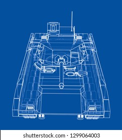 Blueprint of realistic tank. Vector EPS10 format, rendering of 3d