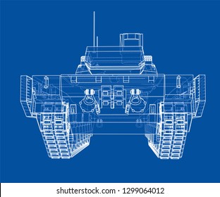 Blueprint of realistic tank. Vector EPS10 format, rendering of 3d