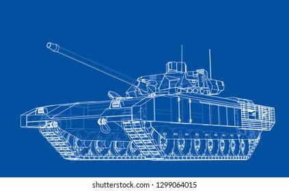 Blueprint of realistic tank. Vector EPS10 format, rendering of 3d