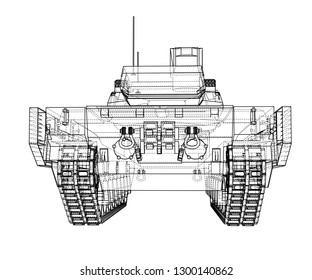 Blueprint of realistic tank. Vector EPS10 format, rendering of 3d