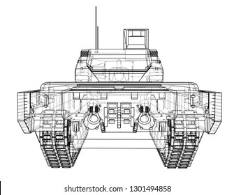Blueprint of realistic tank. Vector EPS10 format, rendering of 3d
