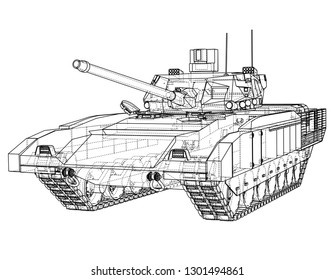 Blueprint of realistic tank. Vector EPS10 format, rendering of 3d