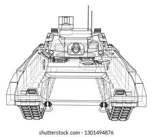 Blueprint of realistic tank. Vector EPS10 format, rendering of 3d