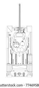Blueprint of realistic tank. Vector EPS10 format, rendering of 3d