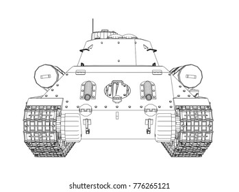 Blueprint of realistic tank. Vector EPS10 format, rendering of 3d