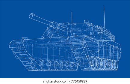 Blueprint of realistic tank. Vector EPS10 format, rendering of 3d