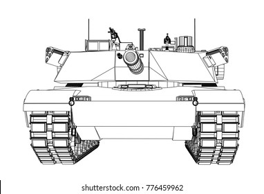 Blueprint of realistic tank. Vector EPS10 format, rendering of 3d